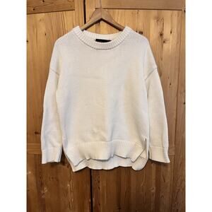 Jenni kayne 100% cotton fisherman sweater crewneck White/Ivory Size M -flaw